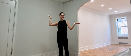 Rachel's one-bedroom co-op apartment is newly renovated.